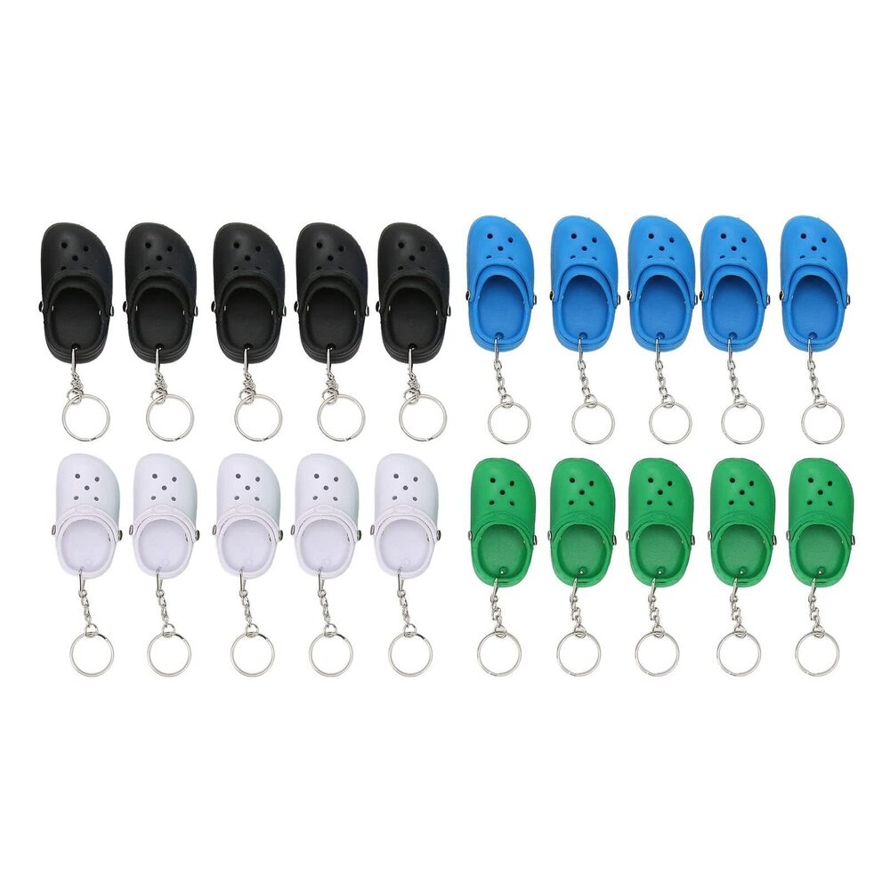 2030 20Pcs Slipper Keychains, 4 Colors Silicone Shoe Keychains Reusable